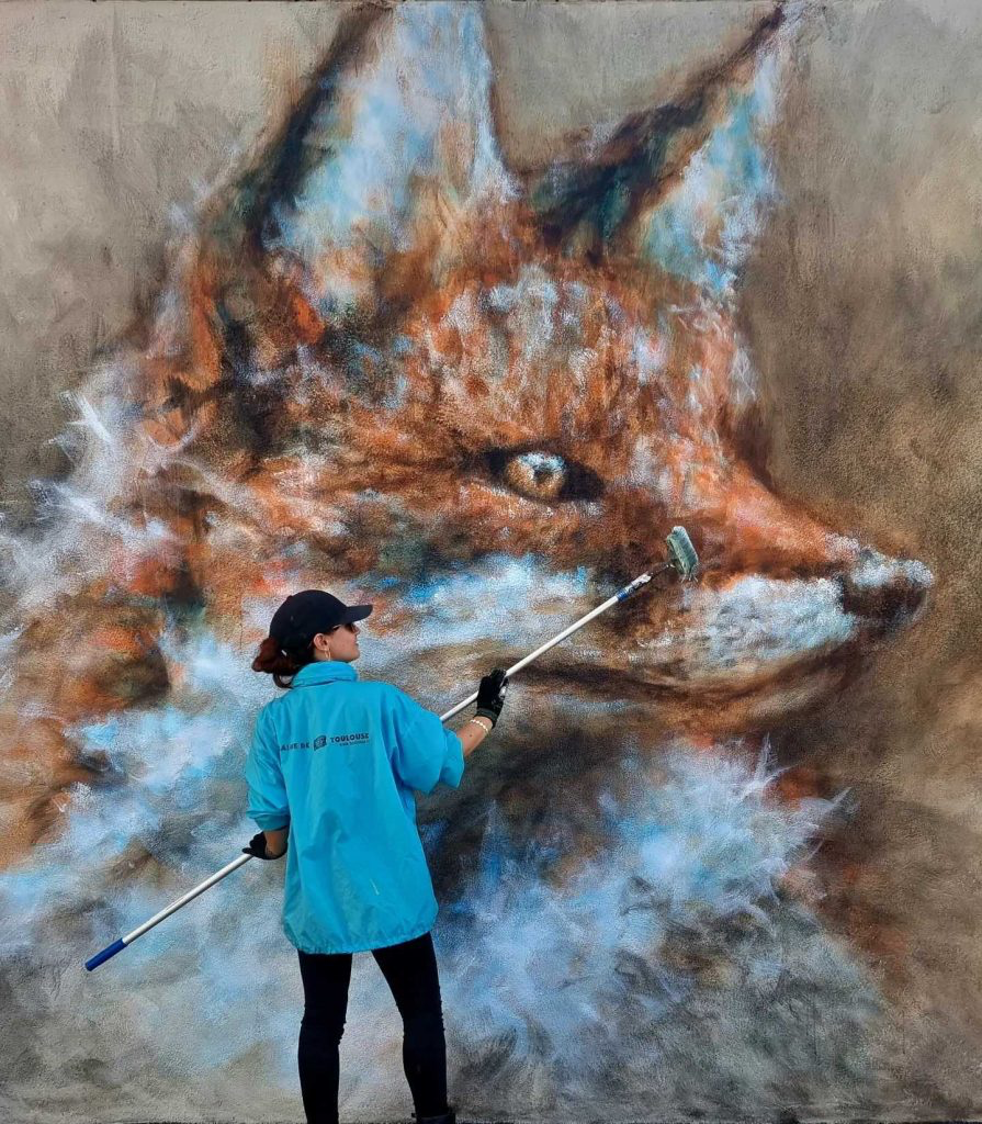 Œuvre monumentale de Sandrot — fresque urbaine d'un renard